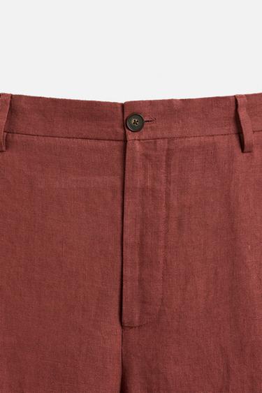 100% LINEN SUIT TROUSERS - Red / Black by Zara - Image 7