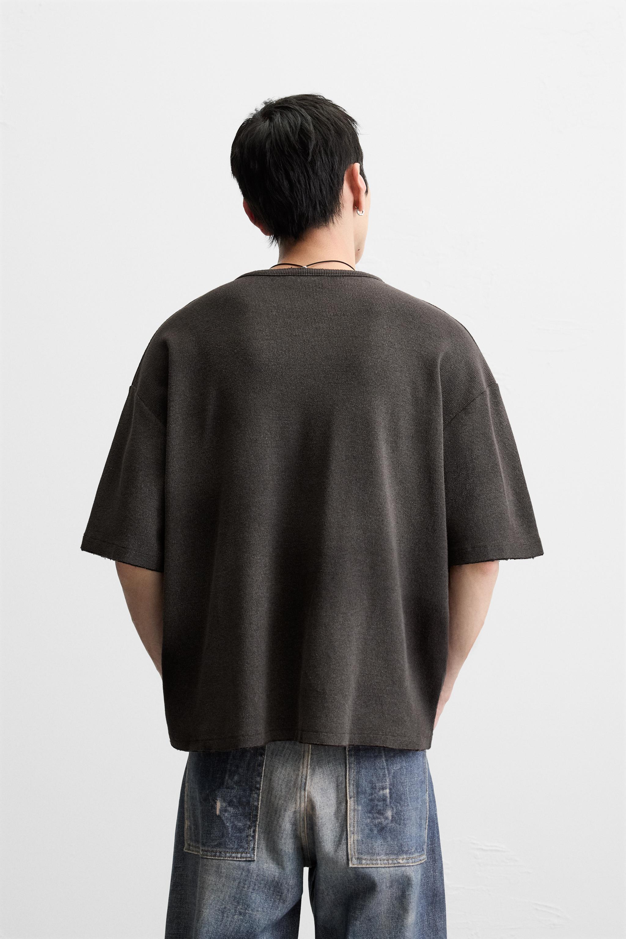 【ZARA】スプレープリント ニット Tシャツ スプレープリントニットTシャツ - ブラウン | ZARA Japan / 日本