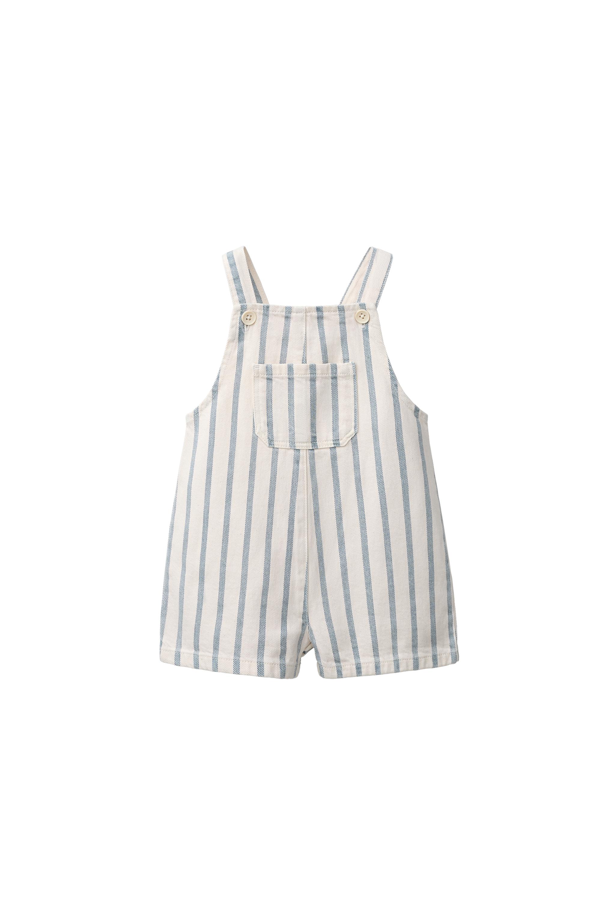 STRIPED OVERALL SHORTS — Ecru (alternate view)