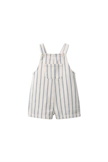 STRIPED SHORT DUNGAREES - Ecru by Zara