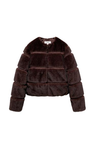 KURZE JACKE AUS KUNSTFELL HEIQ XREFLEX™ SKI KOLLEKTION - Braun von Zara