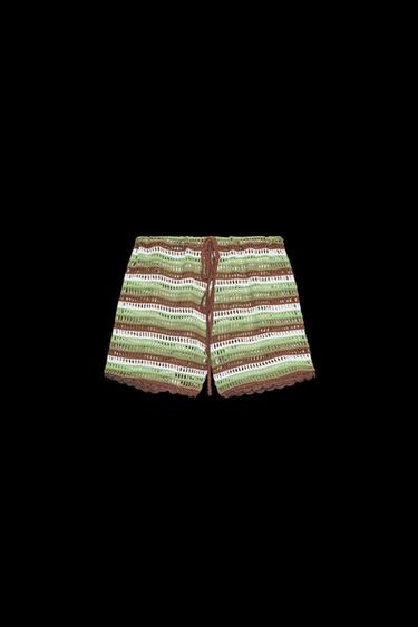 Zara DRAWSTRING CROCHET SHORTS - Oyster-white - Image 0