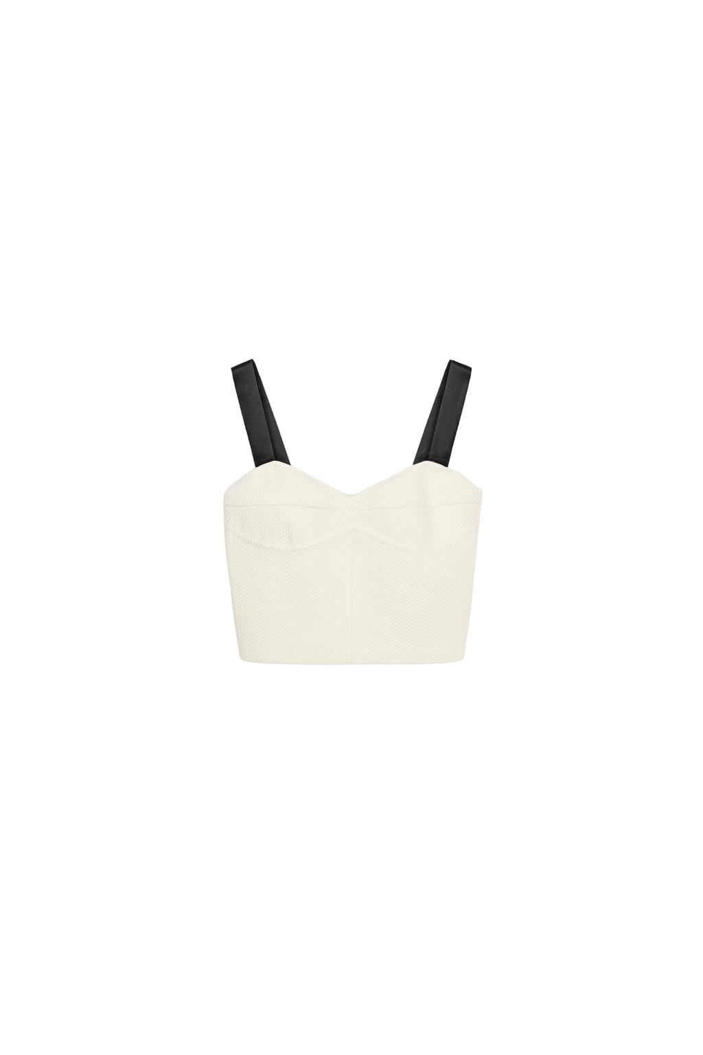 CONTRAST STRAP KNIT CROP TOP - image 3