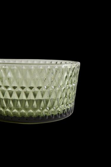 GLASS BOWL WITH RAISED DESIGN - Green by Zara