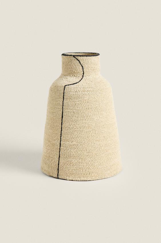 CESTA VASO SEAGRASS LINEA LARGA Ecrù / Nero ZARA Italia / Italy
