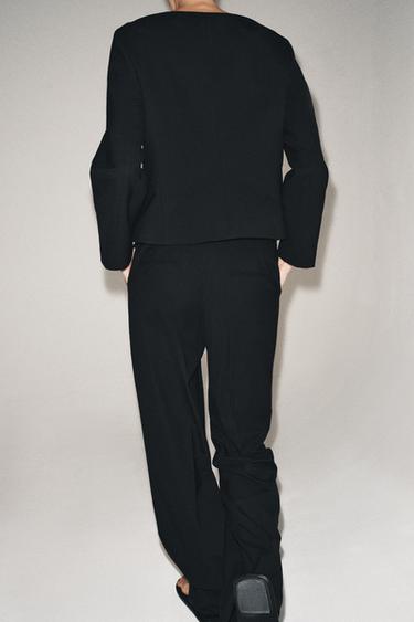 ZW COLLECTION LOW-RISE STRAIGHT-LEG TROUSERS - Black by Zara - Image 2