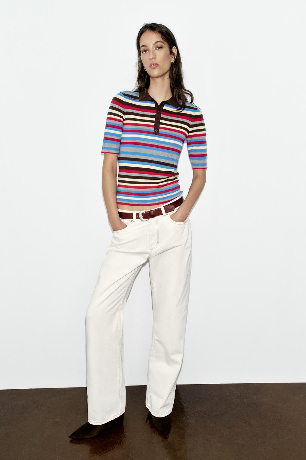 Zara Zolaqlı trikotaj polo