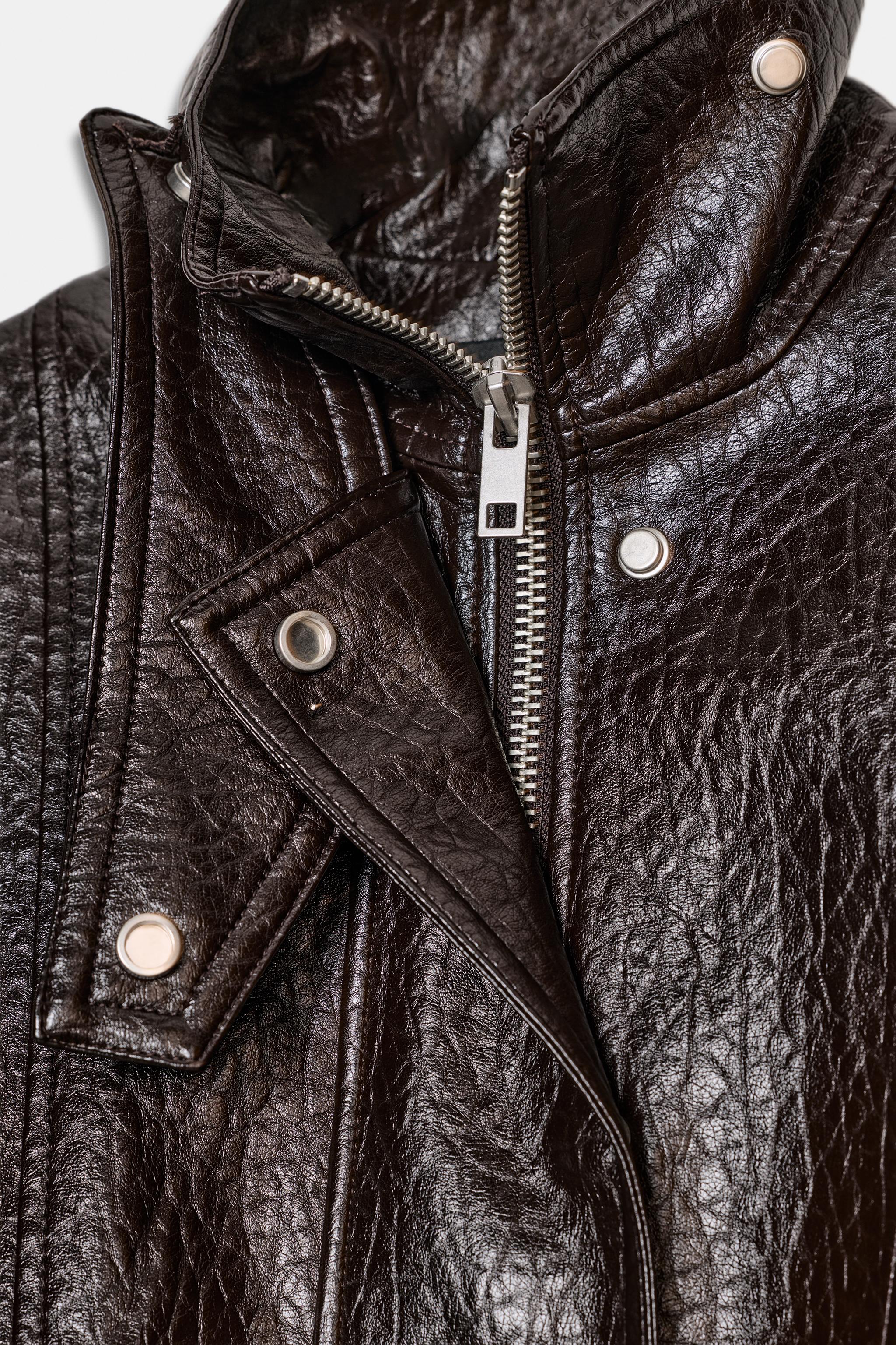 ZWコレクション フェイクレザージャケット - ブラウン | ZARA Japan / 日本