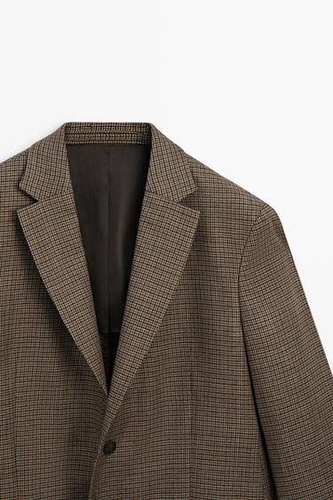 100% wool houndstooth blazer — Beige marl 2