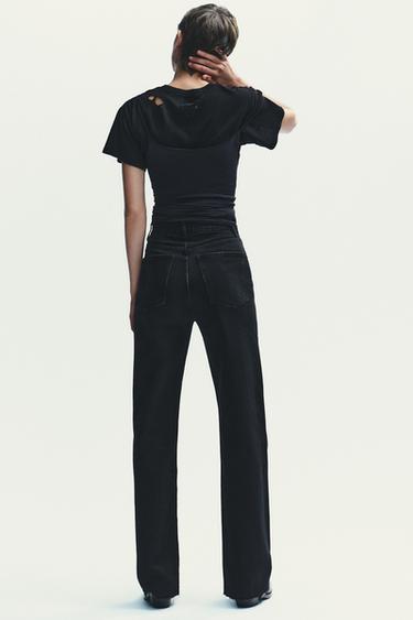 TRF HIGH-WAIST WIDE-LEG JEANS - Black by Zara - Image 4