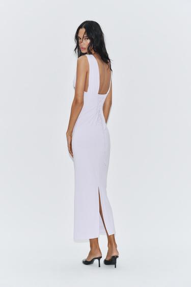 MIDI DRESS WITH LACES - Lilac by Zara - Image 3