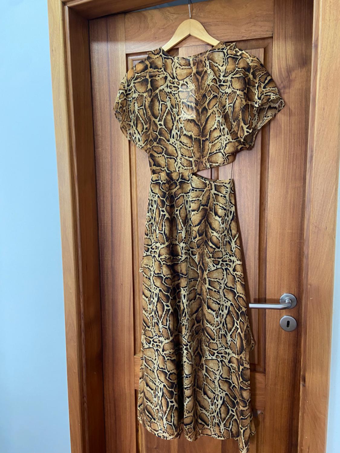 RUFFLED ANIMAL PRINT MIDI DRESS - Image 2