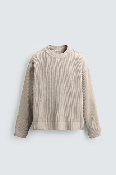 Zara CHENILLE TEXTURED JUMPER - Ecru