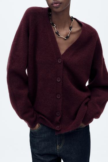CHAQUETA PUNTO LISO SOFT - Burdeos de Zara