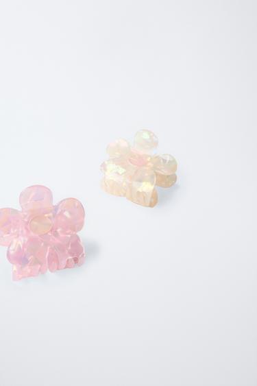 PACK OF TWO FLORAL HAIR CLIPS - Pastel pink by Zara - Image 2