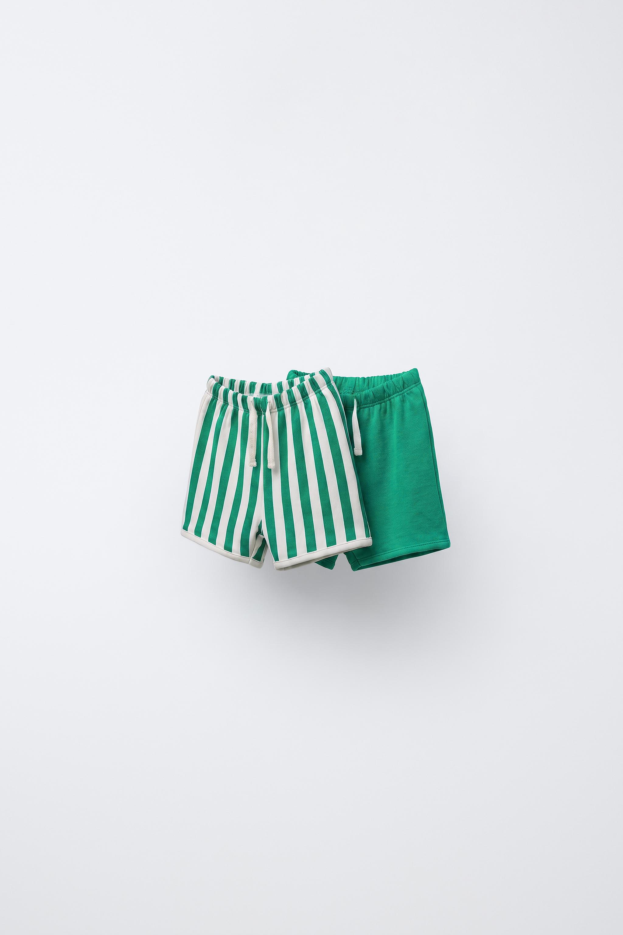 Детские шорты Zara TWO-PACK OF PLAIN AND STRIPED SHORTS