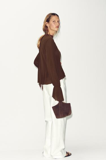 FLOWING RUFFLED TOP - Brown by Zara - Image 4