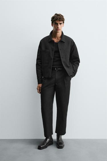 COTTON/LINEN OVERSHIRT - Black by Zara - Image 0