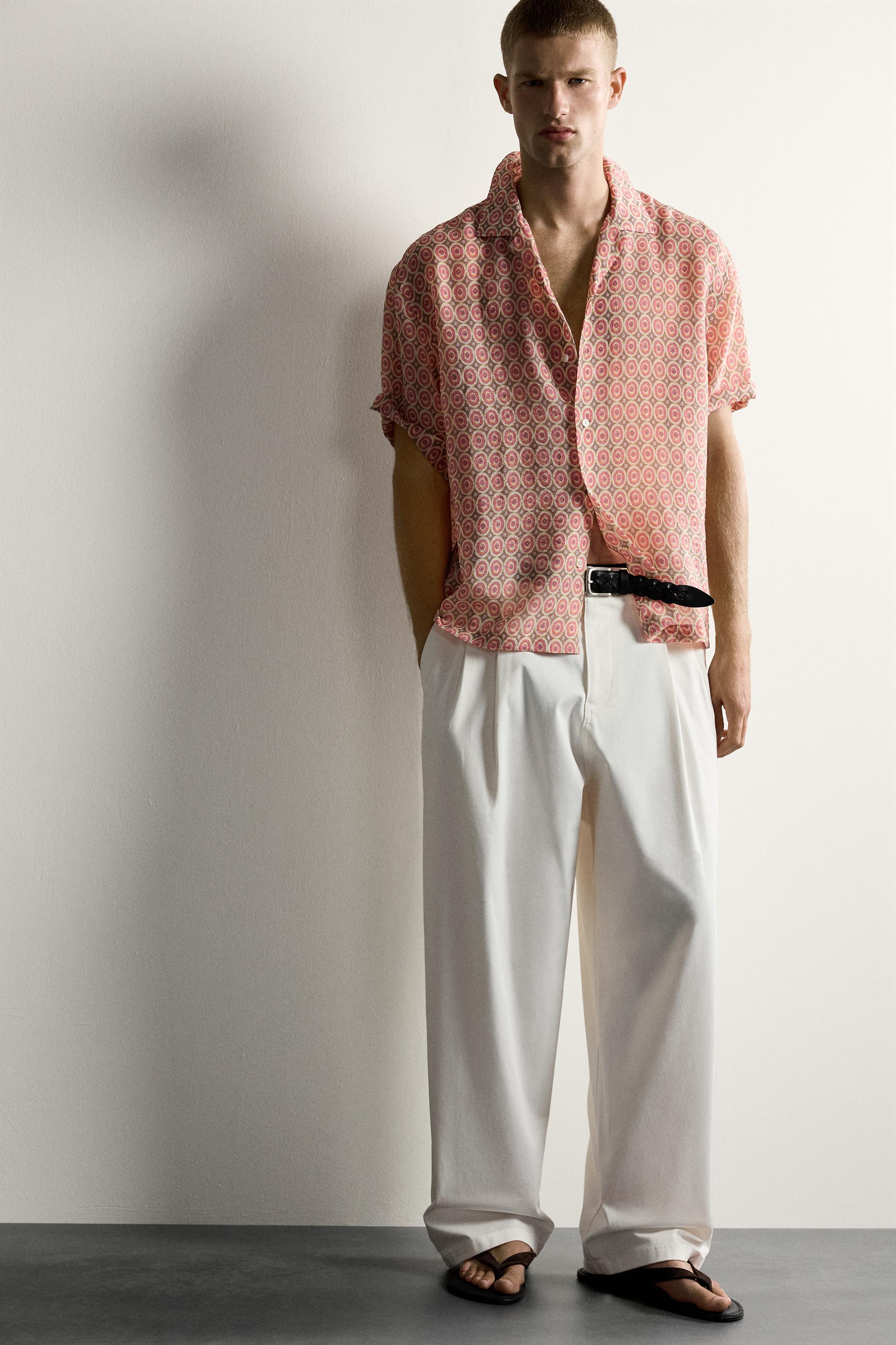 Мужские рубашки Zara GEOMETRIC PRINT FLOWY SHIRT — фото 7