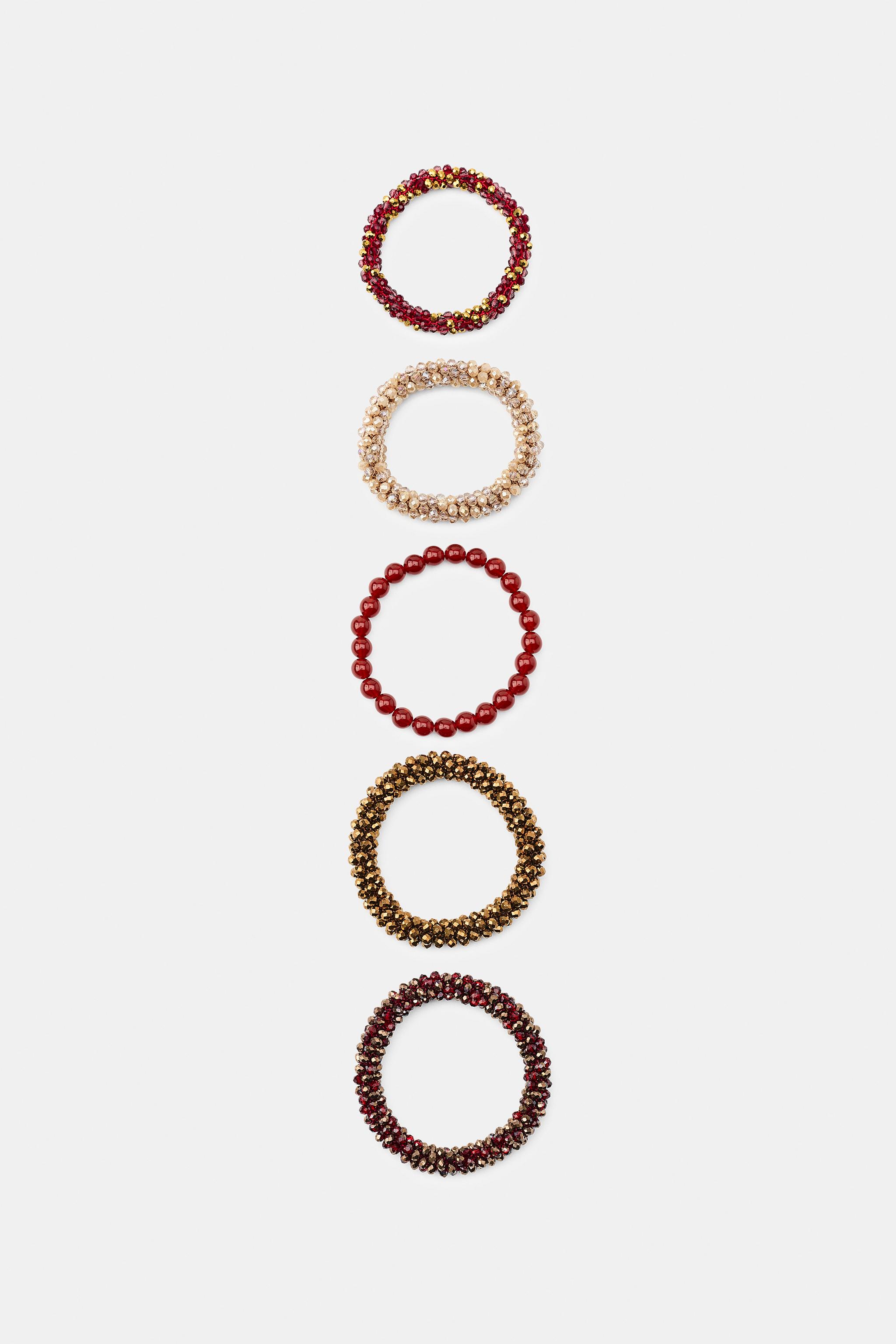 Женские аксессуары Zara ELASTIC BEADED BRACELET PACK — фото 4