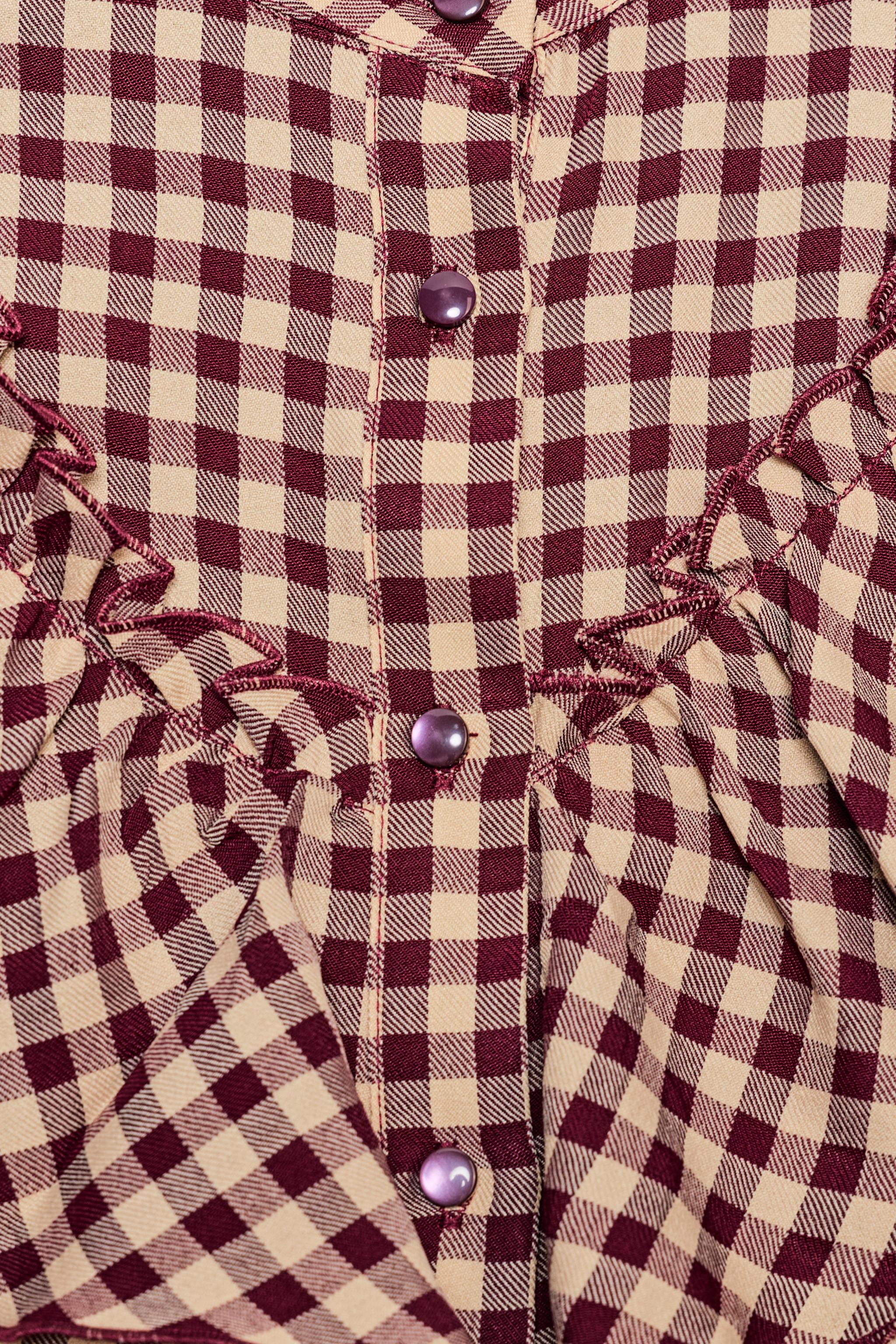 RUFFLED GINGHAM BLOUSE