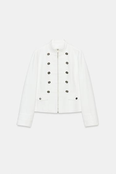 VESTE COL MONTANT BOUTONS - Blanc cassé de Zara - Image 9