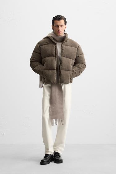 Zara CORDUROY PADDED JACKET - Dark khaki - Image 0