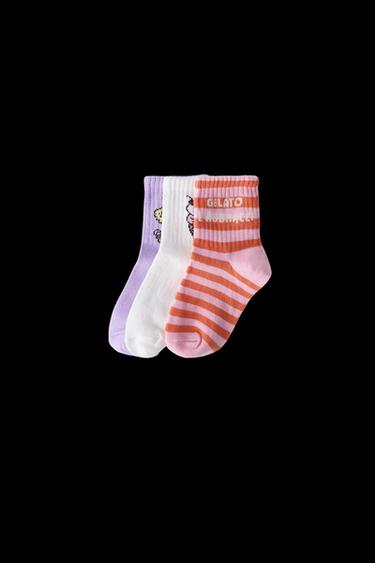 1-6 YEARS/ 3-PACK OF ICE CREAM AND STRIPE PRINT SOCKS - Pink by Zara - Image 0