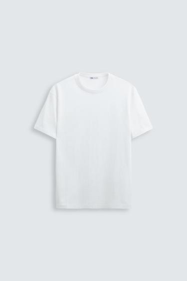Zara BASIC MEDIUM WEIGHT T-SHIRT - White