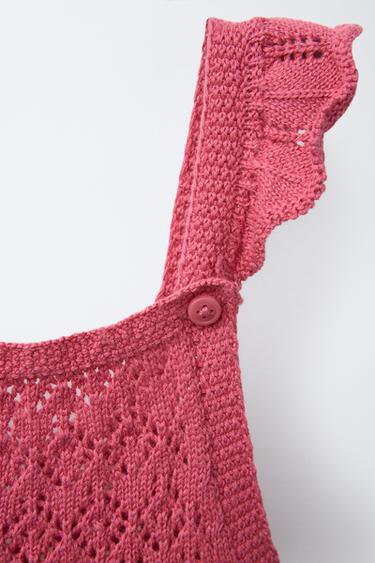 OPENWORK KNIT SHORT DUNGAREES - Strawberry by Zara - Image 2