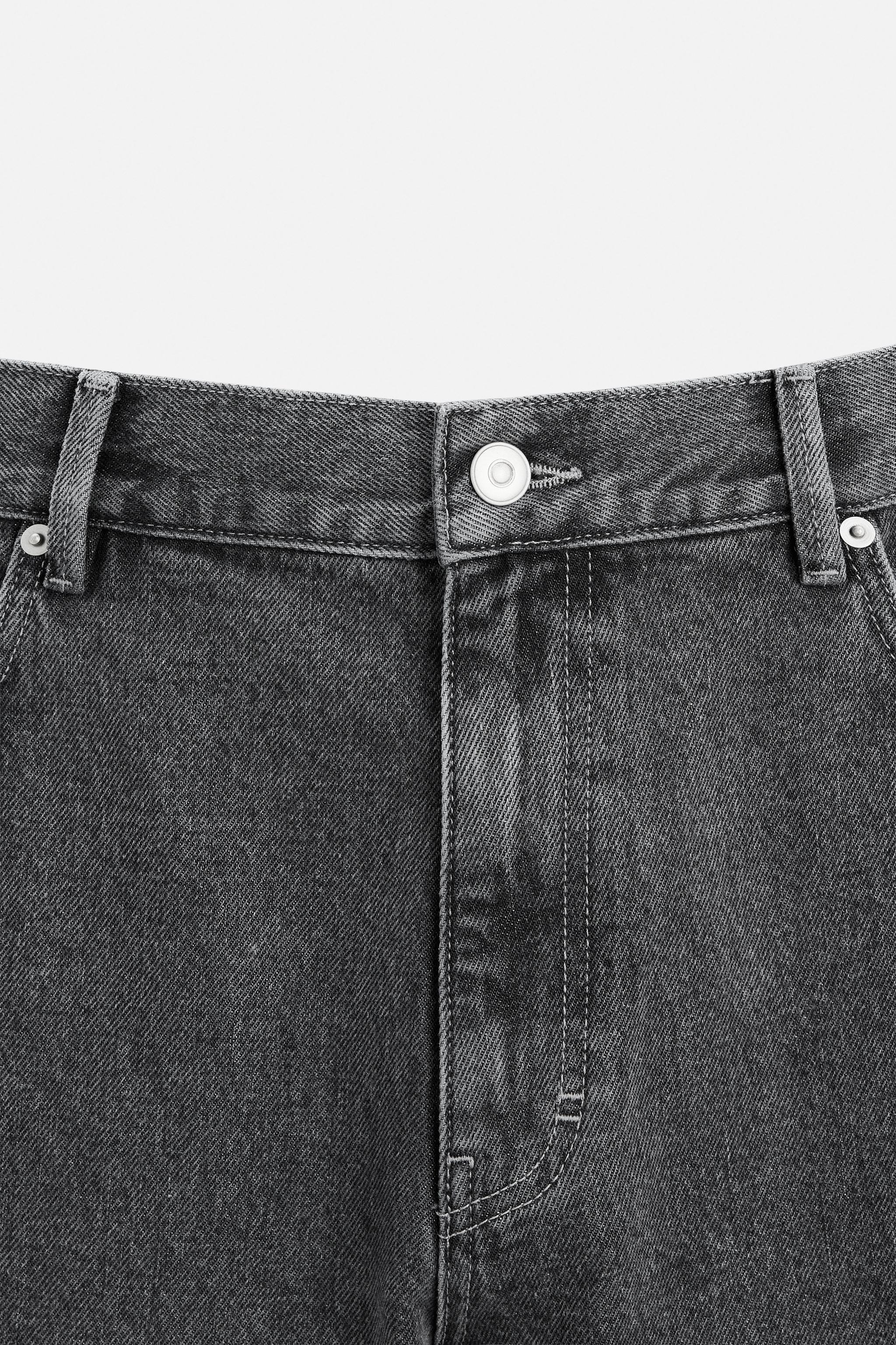 リラックスストレートフィットデニムパンツ - グレー | ZARA
