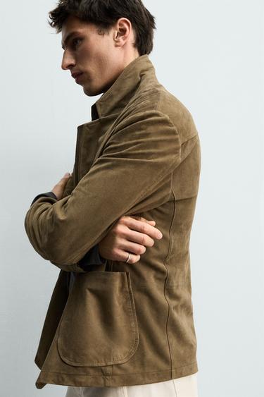 VESTE COUPE DÉCONTRACTÉE EN DAIM - Vert olive de Zara - Image 5