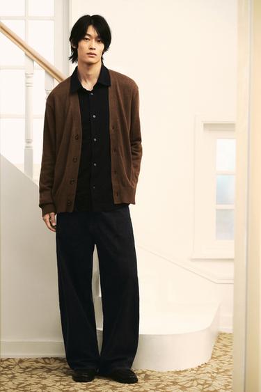 Zara 棉羊絨開襟衫 - 棕色