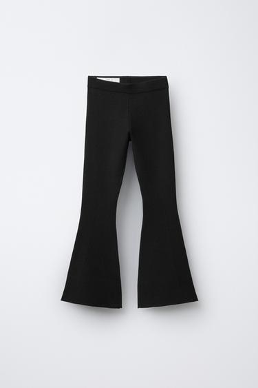 FLARE RIBBED LEGGINGS - Black by Zara
