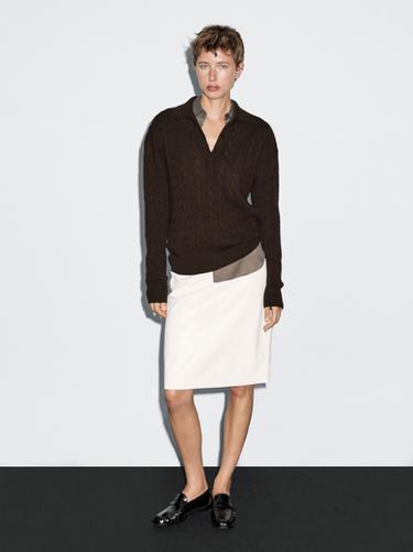 Pull col polo 100 % cachemire - Chocolat de Zara - Image 0