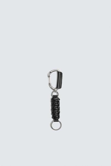 Zara LEATHER KEYCHAIN - Black