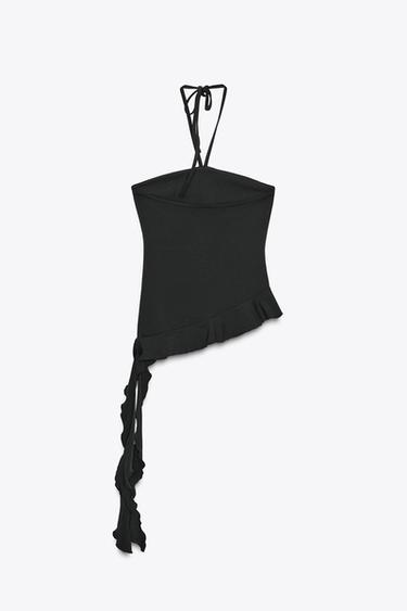 TOP TEXTURA VOLANTES - Negro de Zara