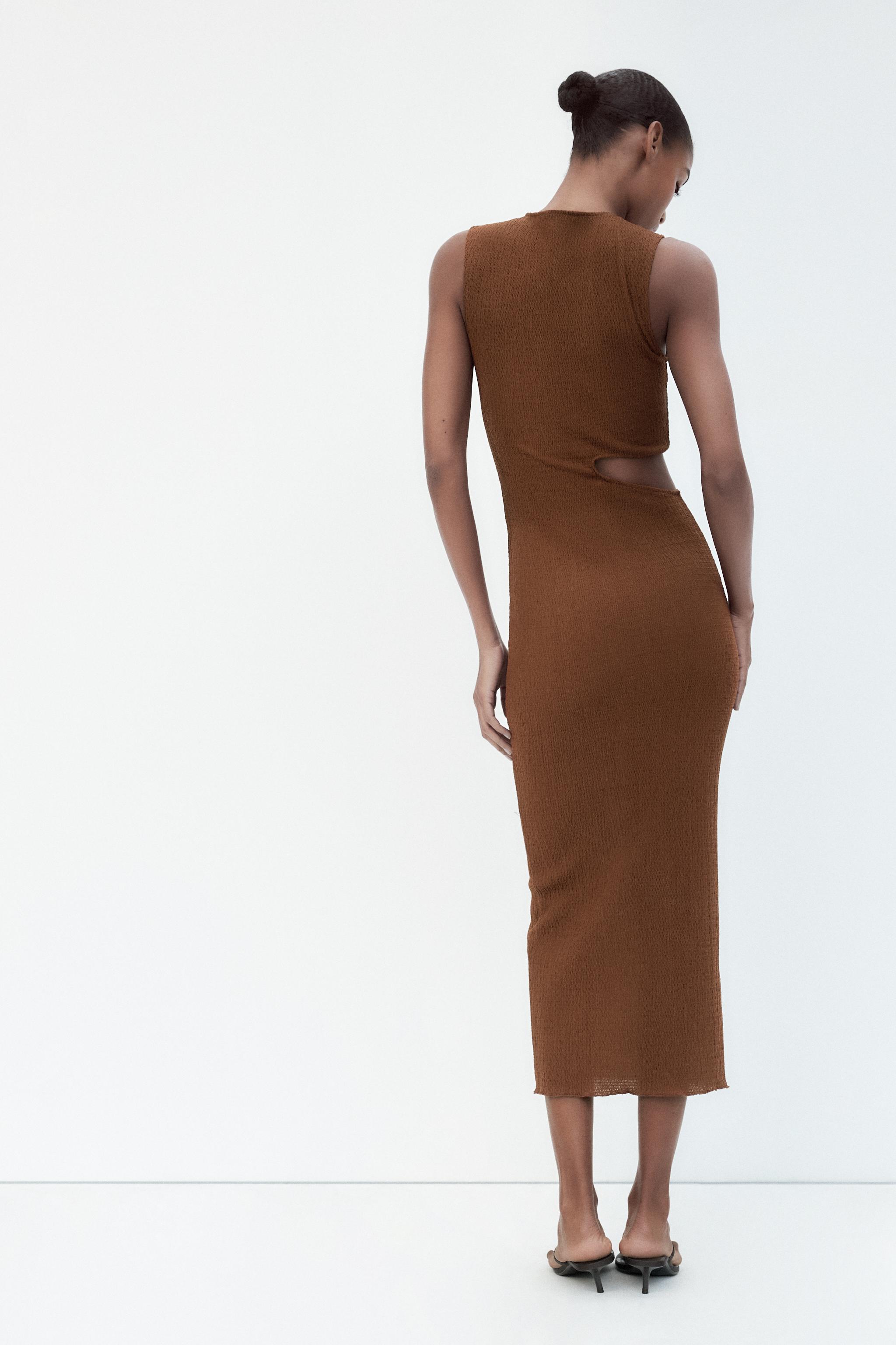 LONG TEXTURED CUT OUT DRESS - Pink | ZARA United States