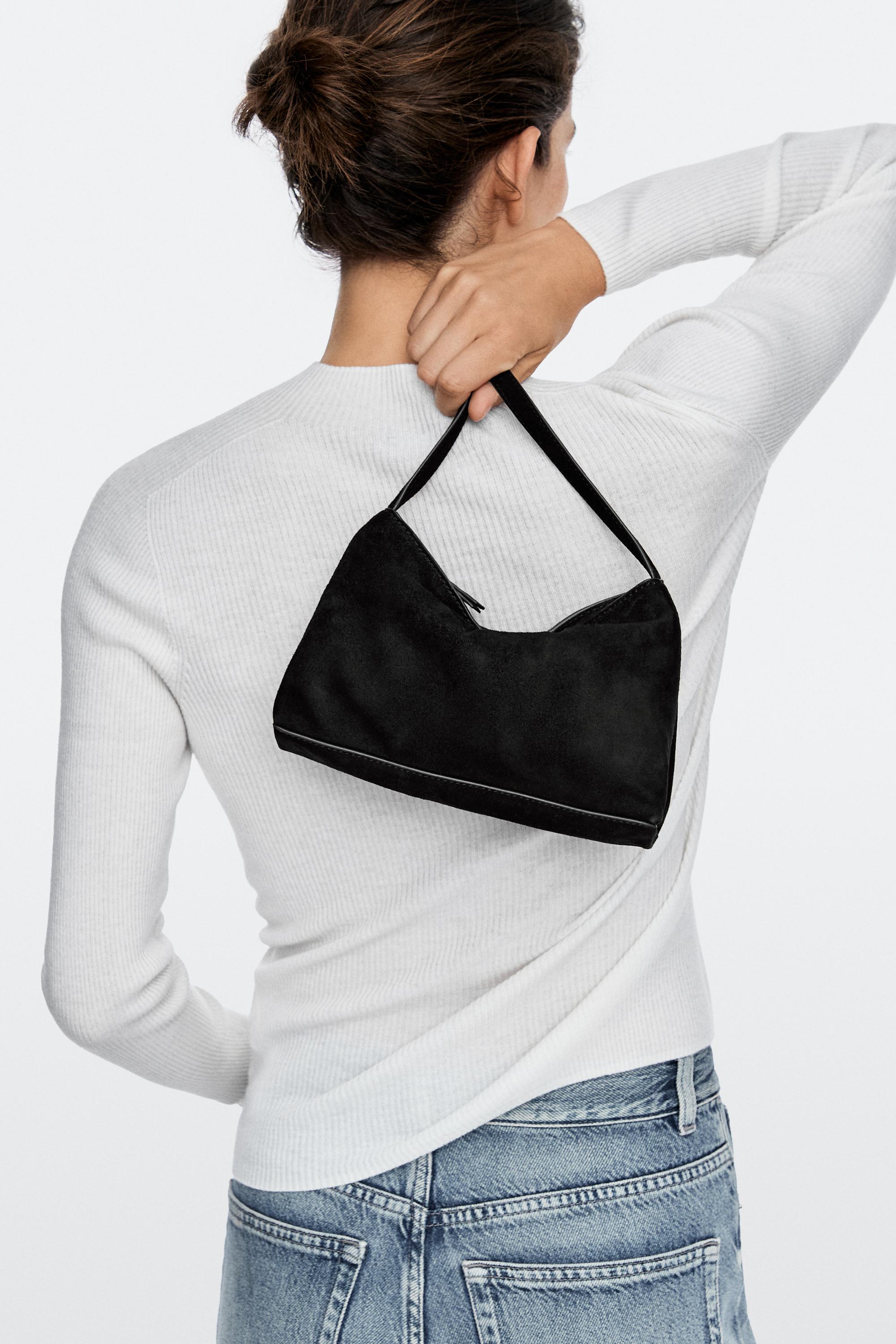 Small split suede leather shoulder bag