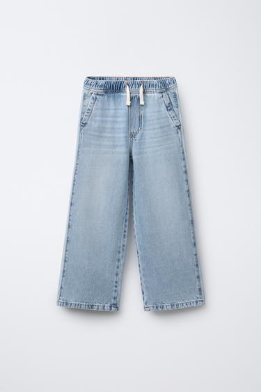 JEANS WIDE LEG - E kaltër e mesme nga Zara