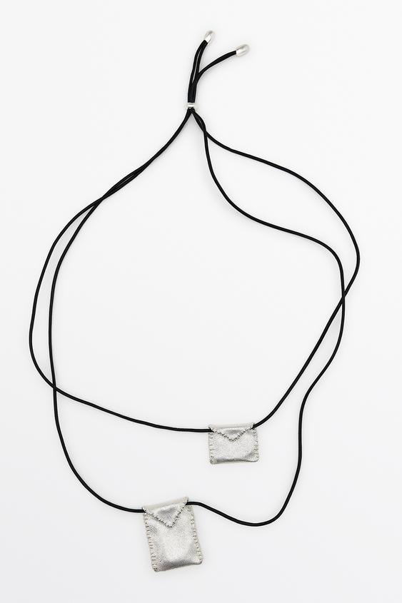 Zara Envelope cord necklace - Silver - Image 0
