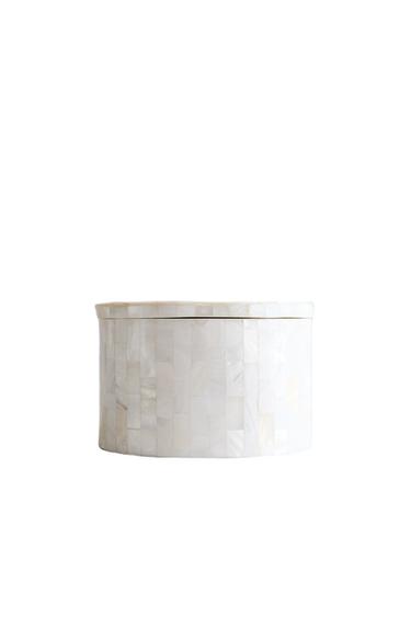 MOTHER-OF-PEARL BATHROOM ORGANISER JAR - Light beige by Zara