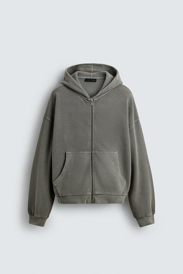 WASHED WAFFLE HOODIE - Light grey by Zara