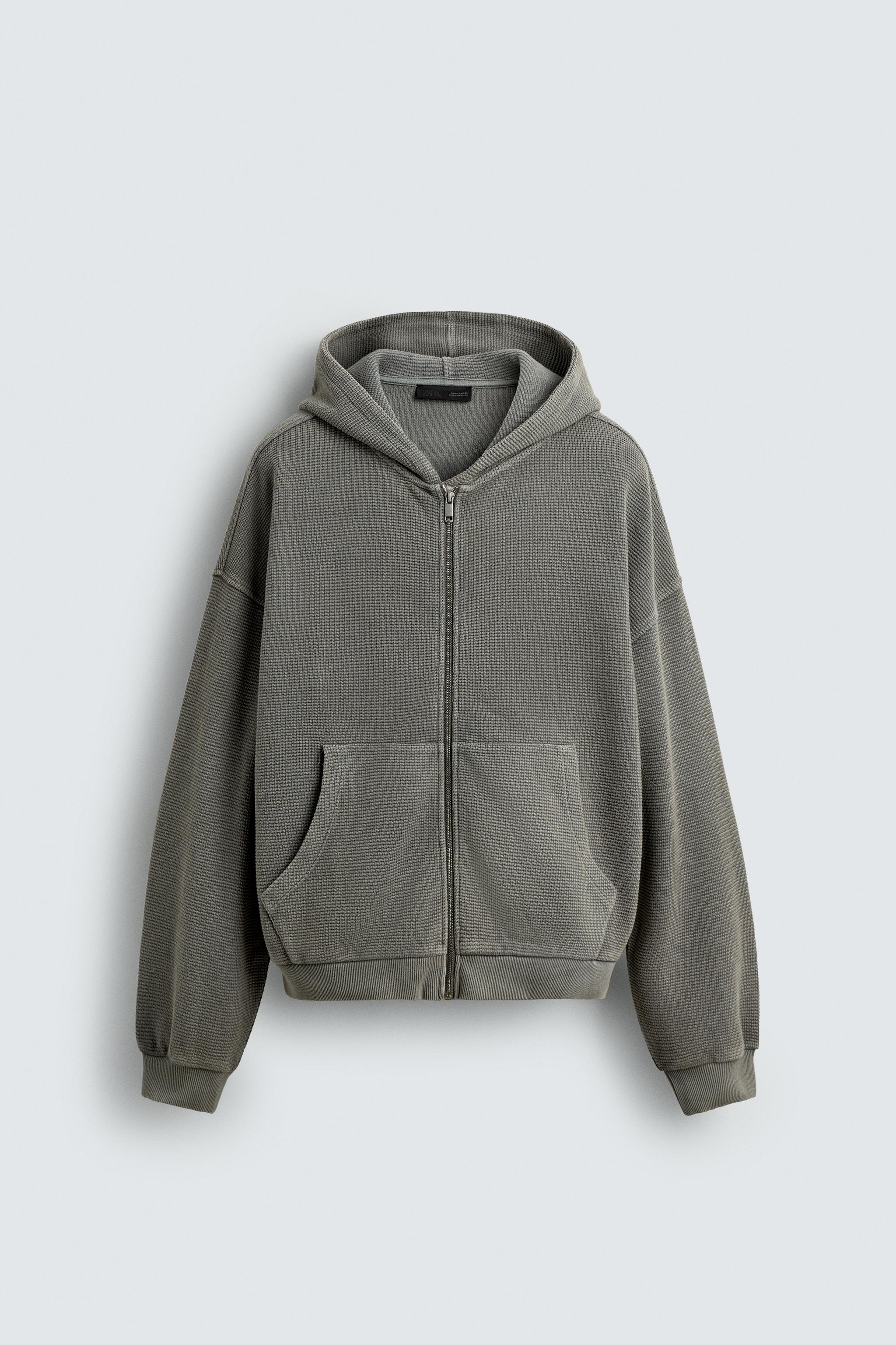 HOODIE WAFFLE DÉLAVÉ À CAPUCHE