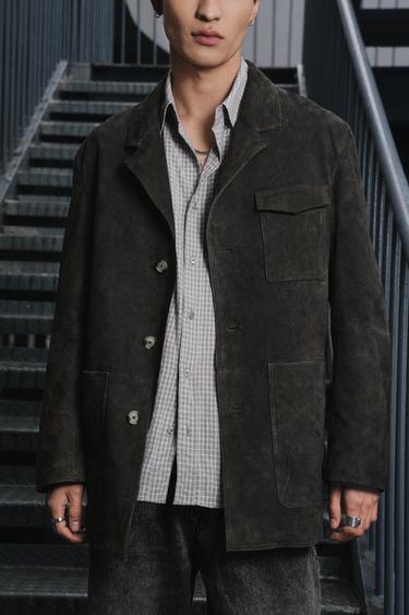 Zara 麂皮西裝外套 - 棕色 / 暗灰褐色