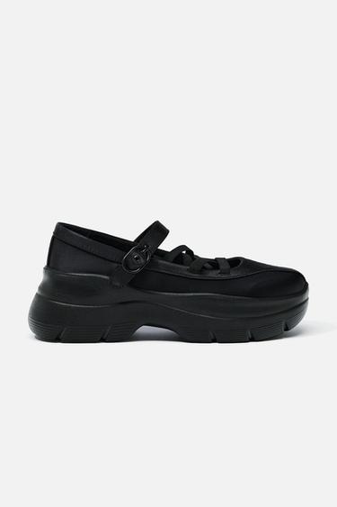 SATIN-FINISH STRAPPY TRAINERS - Black by Zara