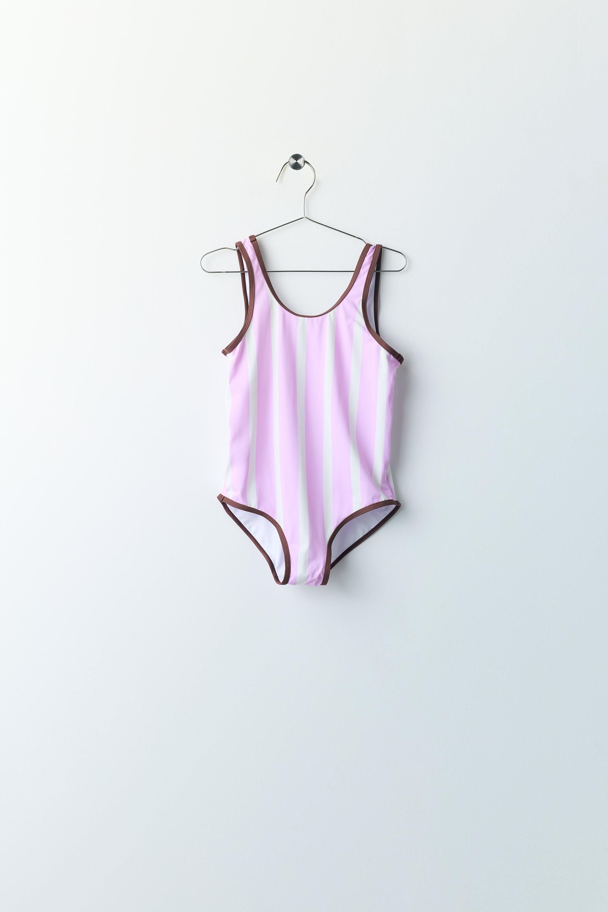 6-14 YEARS/ STRIPED PUKAS SURF SWIMSUIT — Pink