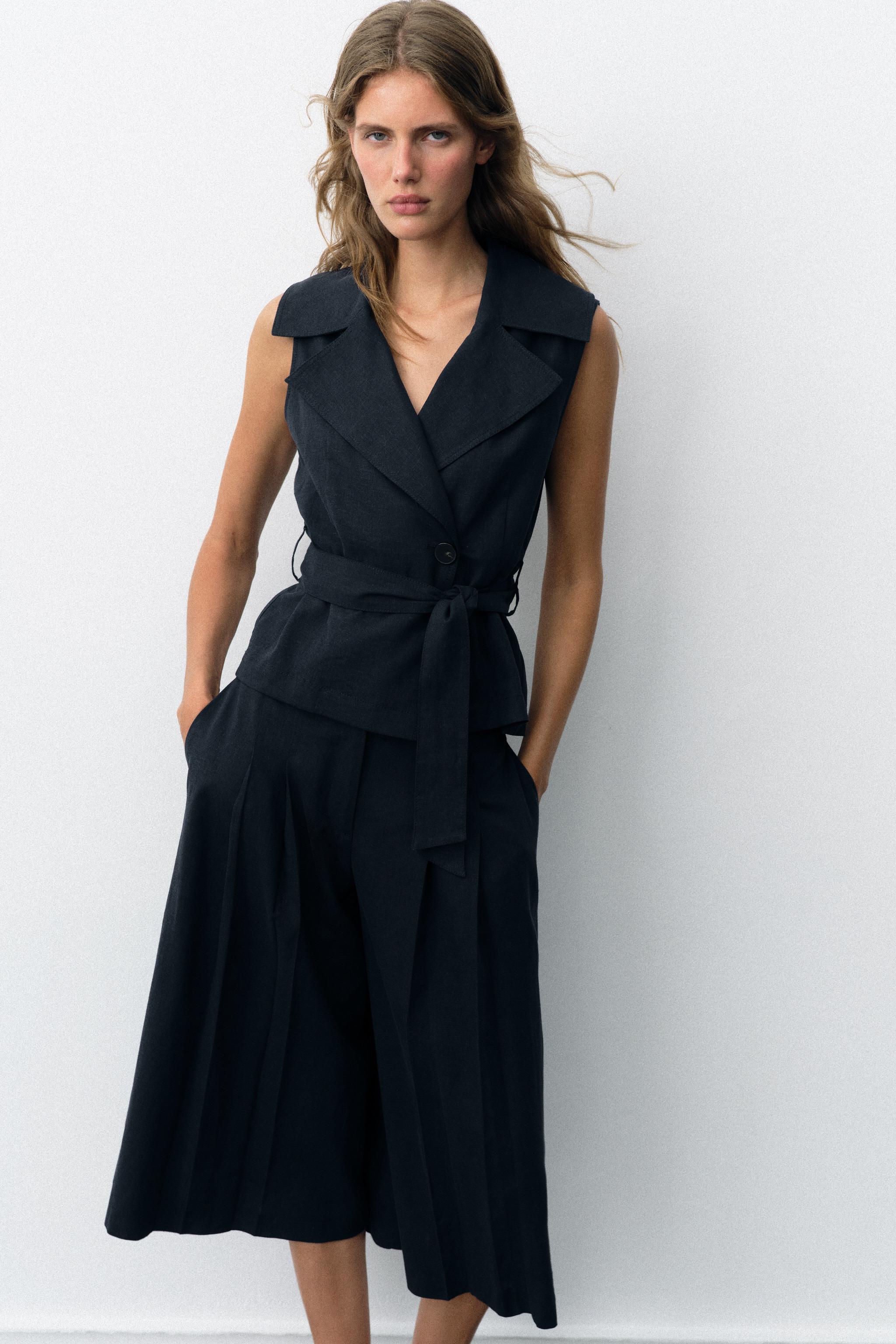 Женские жилеты Zara LINEN BELTED VEST — фото 2