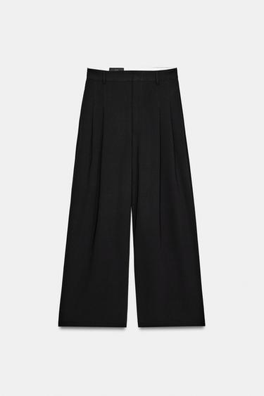 Zara PLEATED PANTS - Black