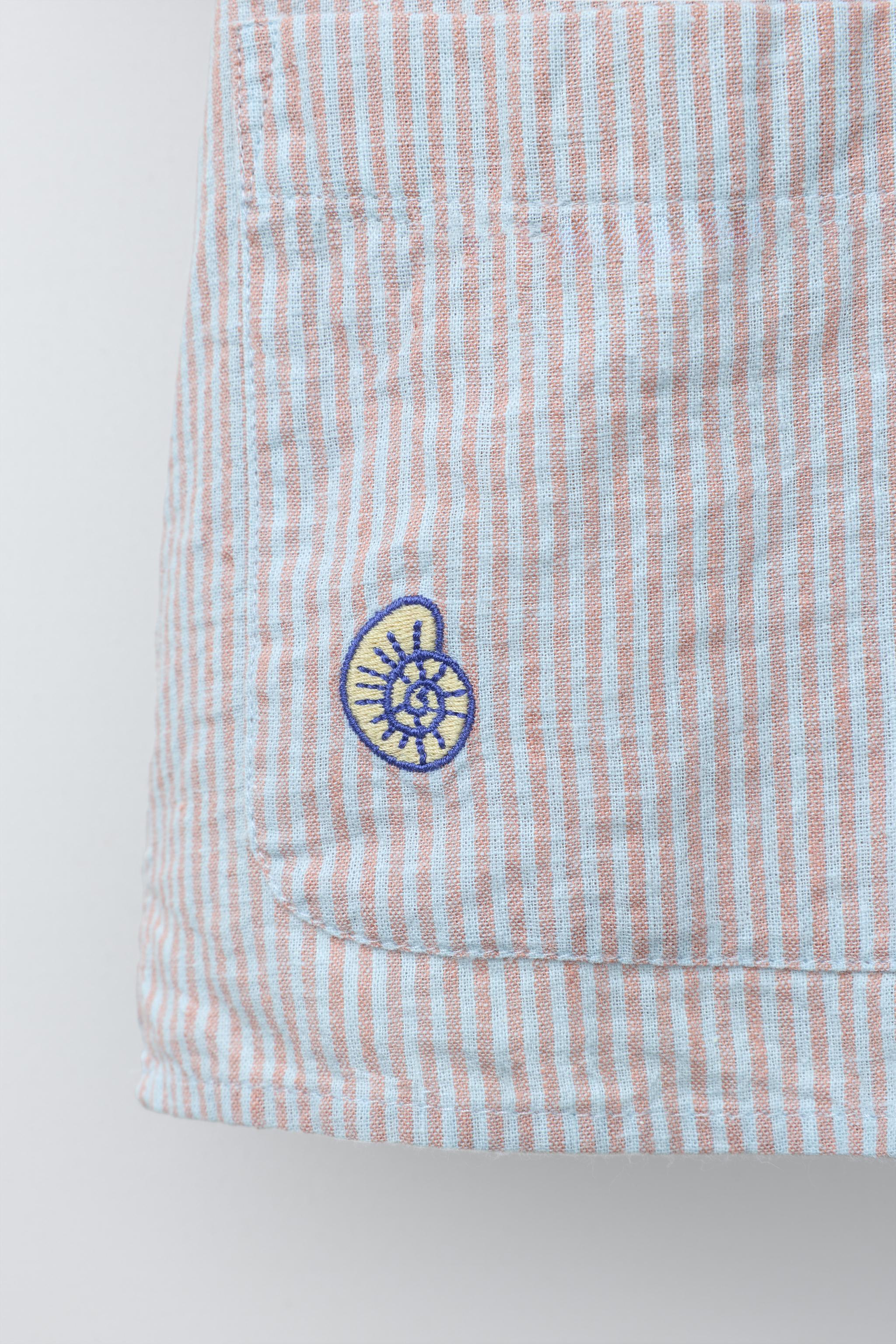EMBROIDERED STRIPED SHIRT - Pastel blue | ZARA United States
